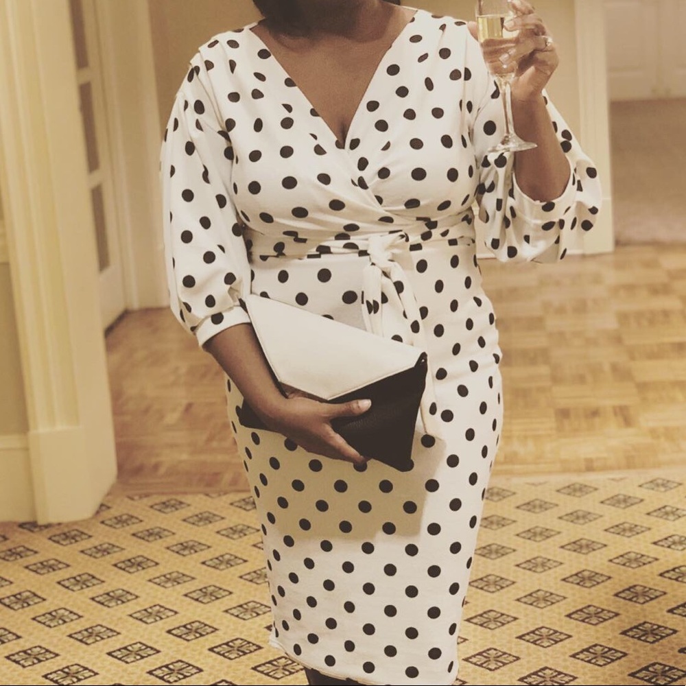 Boohoo plus polka dot wrap dress size 12
